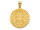 14k Yellow Gold Polished and Satin St. Benedict Reversible Medal Pendant