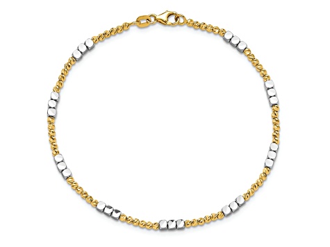 14K Two-tone Diamond-cut Beaded 7.5-inch Bracelet