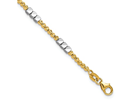 14K Two-tone Diamond-cut Beaded 7.5-inch Bracelet