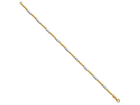 14K Two-tone Diamond-cut Beaded 7.5-inch Bracelet
