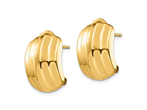 14k Yellow Gold Polished Ribbed Stud Earrings