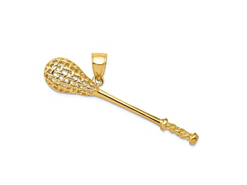 Picture of 14k Yellow Gold Solid 3D Polished and Textured Lacrosse Stick Pendant