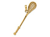 14k Yellow Gold Solid 3D Polished and Textured Lacrosse Stick Pendant