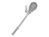 Rhodium Over 14k White Gold 3D Polished and Textured Lacrosse Stick Pendant