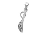 Rhodium Over 14k White Gold 3D Polished and Textured Lacrosse Stick Pendant