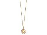 14K Two-tone Fancy Link Diamond-cut Heart in Open Circle Necklace