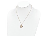 14K Two-tone Fancy Link Diamond-cut Heart in Open Circle Necklace