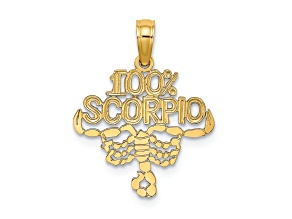 10K Yellow Gold Textured 100% SCORPIO Zodiac Charm
