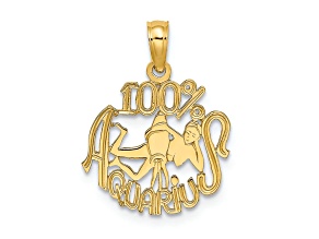 10K Yellow Gold Textured 100% AQUARIUS Zodiac Charm