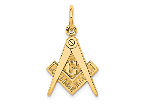14K Yellow Gold Polished and Textured Masonic Symbol Charm