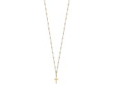 14K Yellow, White and Rose Gold Diamond-cut Beaded Polished Cross Necklace