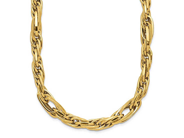 14k Yellow Gold Polished Fancy Link 18 Inch Necklace