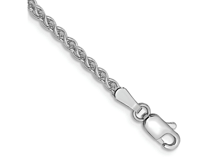 Rhodium Over 14k White Gold Spiga Link Bracelet