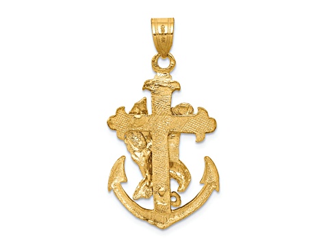 14K Yellow Gold Mariners Cross with Eagle Pendant - 1981JA | JTV.com