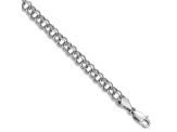 Rhodium Over 14k White Gold 5mm Diamond-Cut Double Link Charm Bracelet