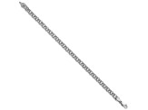 Rhodium Over 14k White Gold 5mm Diamond-Cut Double Link Charm Bracelet