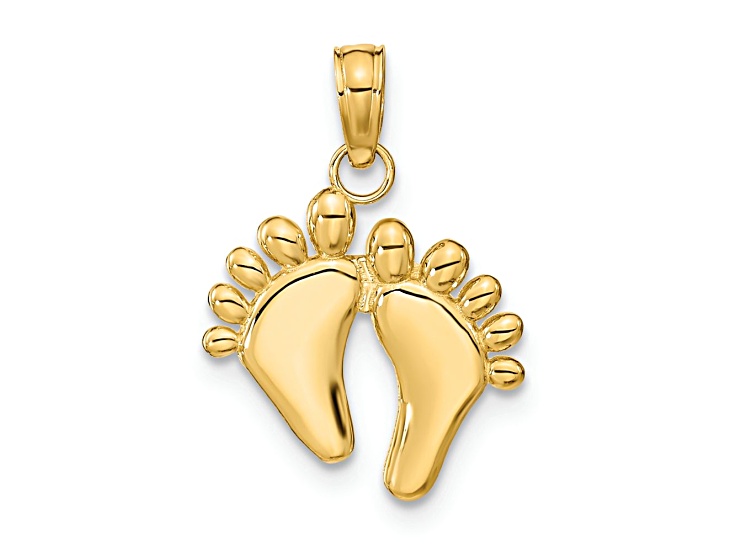 10K Yellow Gold Ten Style Charm with Hanging Double Feet
