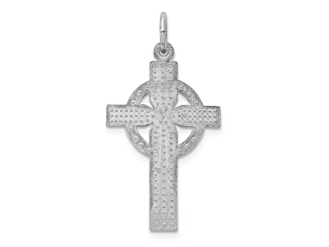 Rhodium Over 14K White Gold Celtic Cross Charm