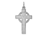 Rhodium Over 14K White Gold Celtic Cross Charm