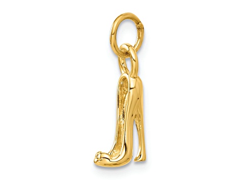 14k Yellow Gold Textured High Heel Shoe Charm Pendant