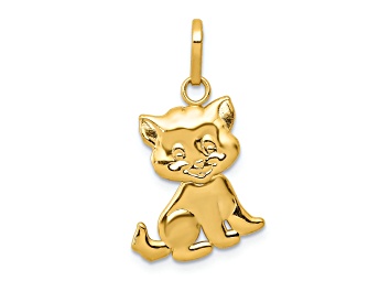 Picture of 14K Yellow Gold Polished Moveable Cat Pendant