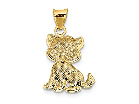 14K Yellow Gold Polished Moveable Cat Pendant