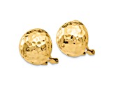 14k Yellow Gold 14mm Hammered Non-pierced Stud Earrings