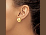 14k Yellow Gold 14mm Hammered Non-pierced Stud Earrings