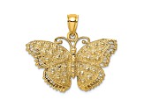 14k Yellow Gold Textured Butterfly Pendant