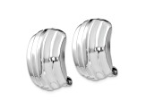 Rhodium Over 14k White Gold Polished Ribbed Non-pierced Omega Back Earrings