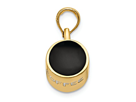 14k Yellow Gold 3D Enameled Coffee Cup Pendant