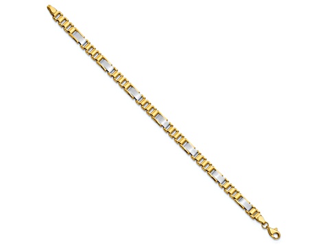 14K Yellow and White Gold Brushed and Polished Fancy Link 8 Inch 