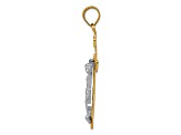 14K Yellow and White Gold Diamond-cut Lattice Cross with Crucifix Pendant