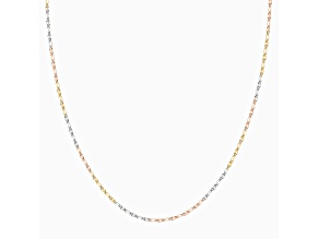 10K Solid Gold 2mm 3 tone Diamond Cut Mirror Chain Necklace