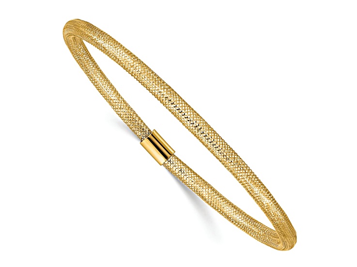 10K Yellow Gold スターバングル 10k Yellow Gold 3mm Stretch Mesh Slip-On Bracelet - 19B3SA | JTV