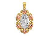 14K Yellow and Rose Gold with White Rhodium Lady Of Guadalupe Pendant