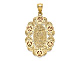 14K Yellow and Rose Gold with White Rhodium Lady Of Guadalupe Pendant