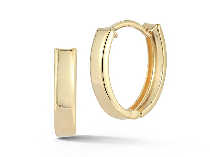 Bellissima Gold 14K Yellow Gold Oval Huggie Hoop Earrings