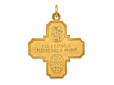 14K Yellow Gold Solid Polished and Satin Medium 4-Way Medal Pendant