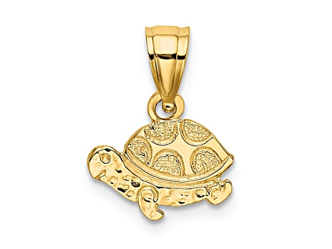 14K Yellow Gold Flat Mini Turtle Charm