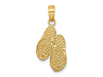 Picture of 14k Yellow Gold 3D Textured Myrtle Beach Flip-Flops pendant