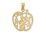 14k Yellow Gold Textured Cut-out New York with Statue of Liberty in Apple pendant