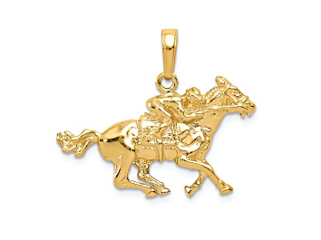 Picture of 14k Yellow Gold Textured Jockey on Horse Pendant