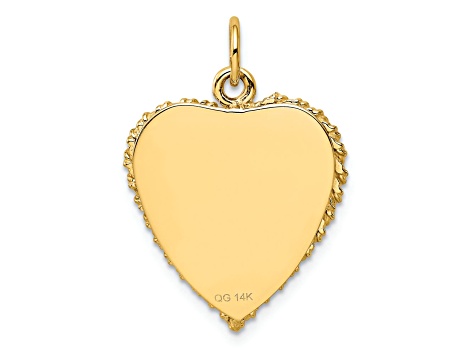14k Yellow Gold Textured and Laser Design Happy 10th Anniversary Heart Charm
