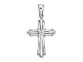 Rhodium Over 14K White Gold Polished Cross Charm Pendant