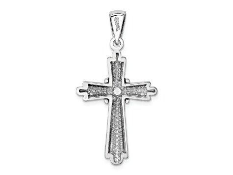 Rhodium Over 14K White Gold Polished Cross Charm Pendant