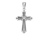 Rhodium Over 14K White Gold Polished Cross Charm Pendant