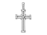 Rhodium Over 14K White Gold with X In Center Of Cross Charm Pendant