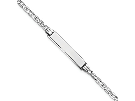 Rhodium Over 14k White Gold Mariner Link ID Bracelet