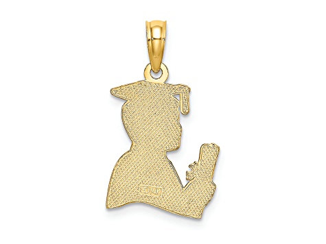 14K Yellow Gold Polished Male Graduation Profile Charm